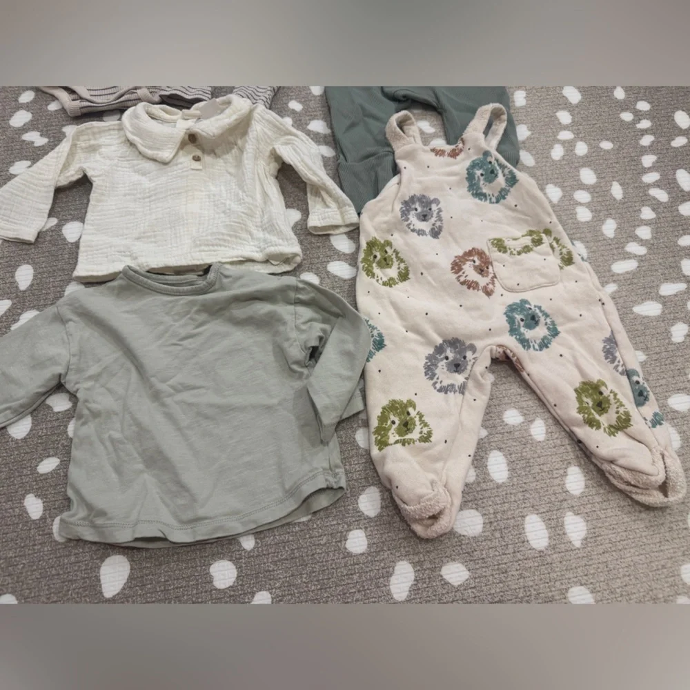 Zara baby bundle lot newborn sage jumpsuit onesie set overalls long sleeve tee